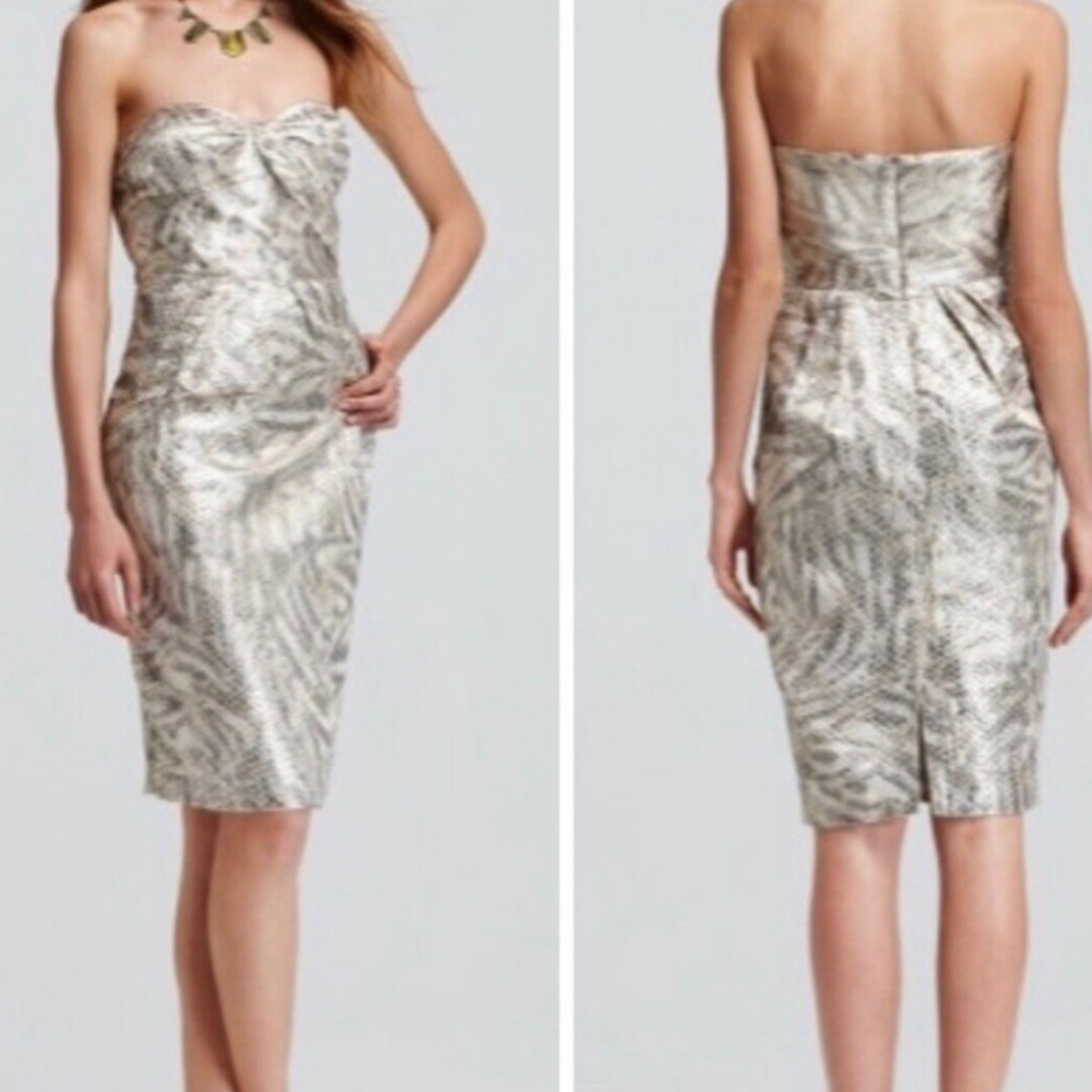 leifsdottir jacquard gold dress